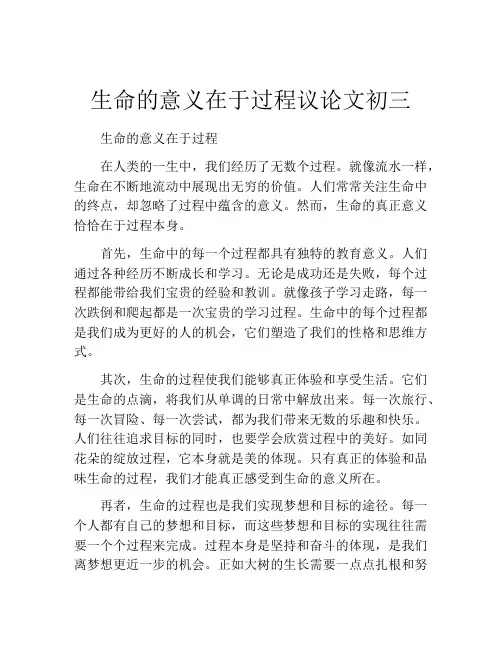 生命的意义在于过程议论文初三