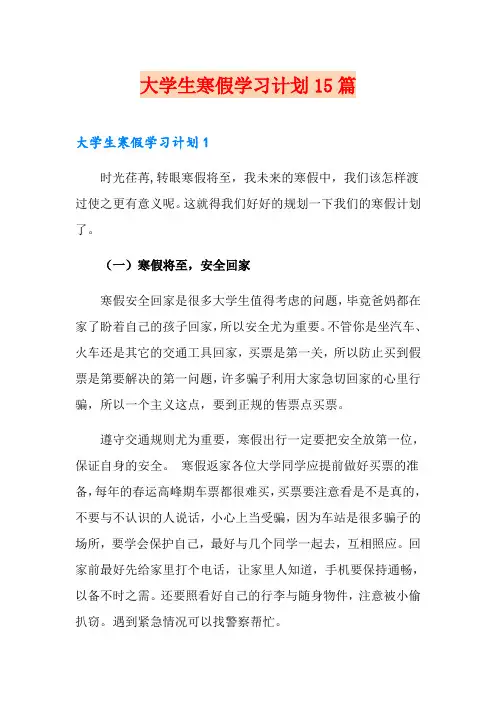 大学生寒假学习计划15篇