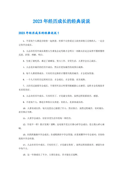 2023年经历成长的经典说说