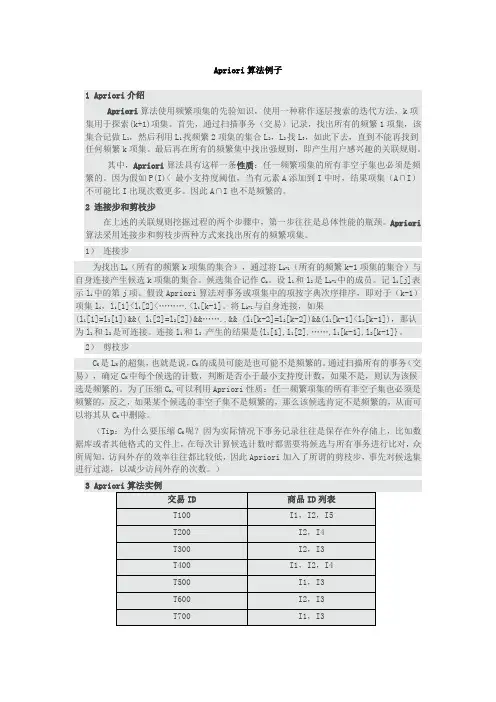 Apriori算法例子