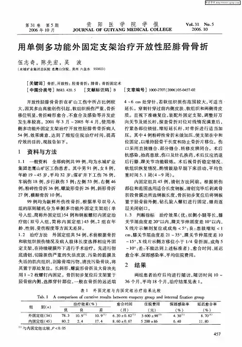 用单侧多功能外固定支架治疗开放性胫腓骨骨折