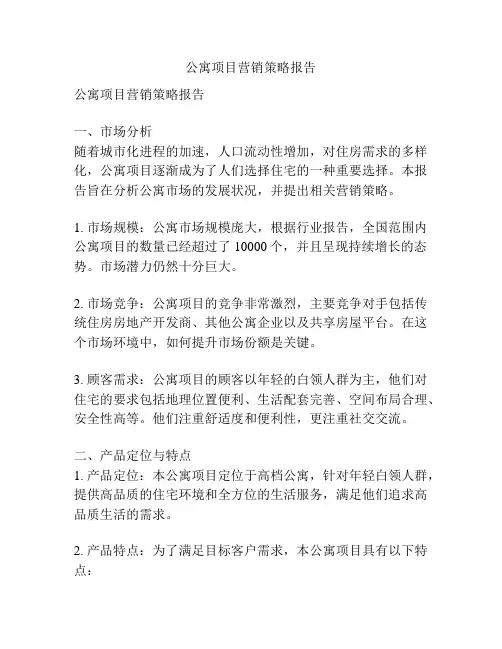 公寓项目营销策略报告