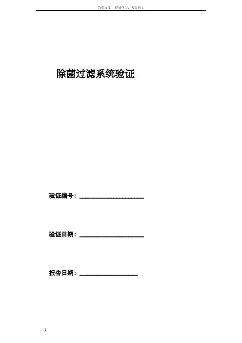 除菌过滤系统验证报告