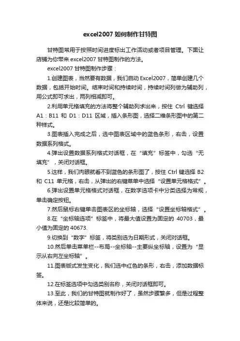 excel2007如何制作甘特图