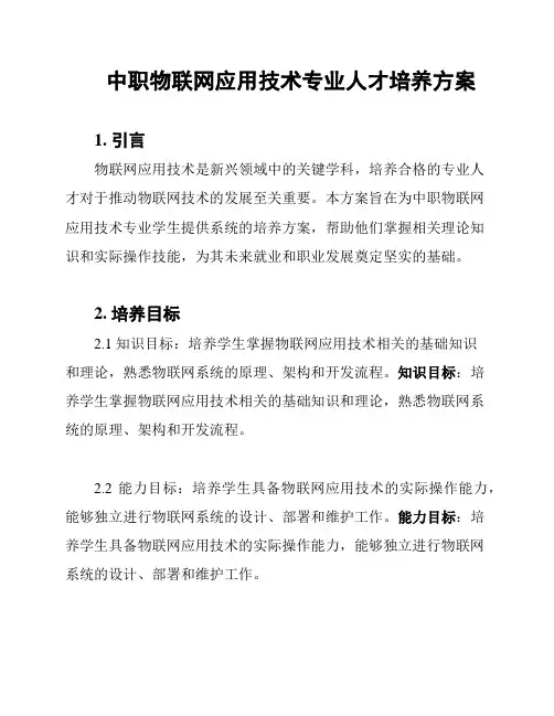 中职物联网应用技术专业人才培养方案