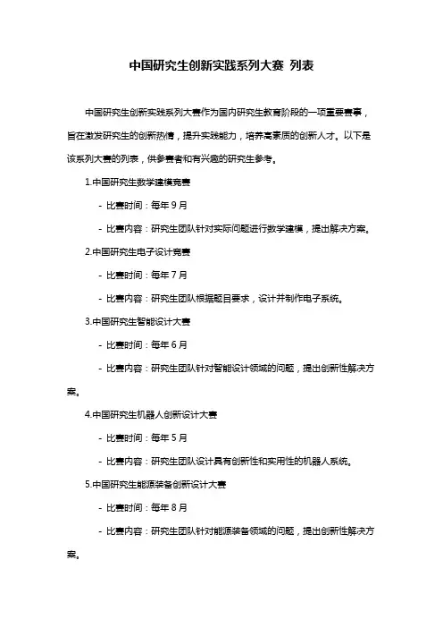 中国研究生创新实践系列大赛 列表