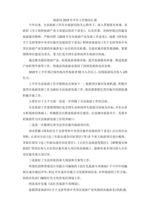 最新-旅游局2019年半年工作情况汇报 精品
