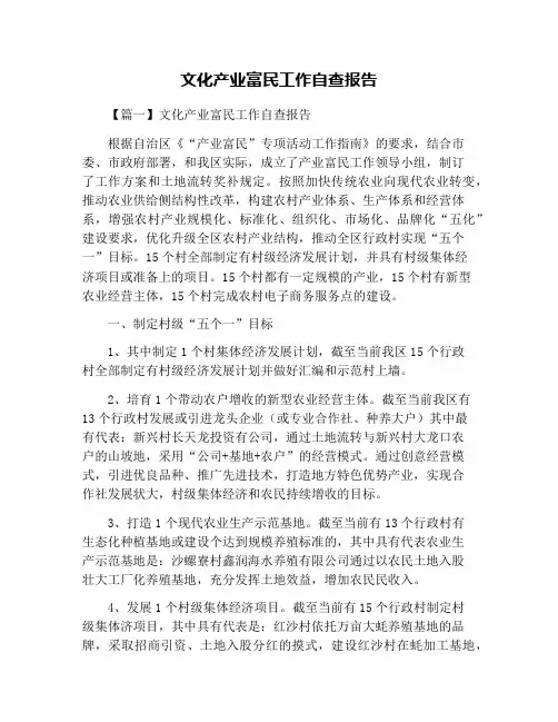 文化产业富民工作自查报告