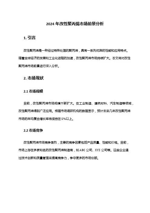 2024年改性聚丙烯市场前景分析