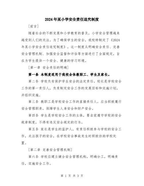 2024年某小学安全责任追究制度