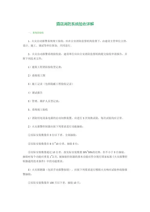 酒店消防系统验收详解