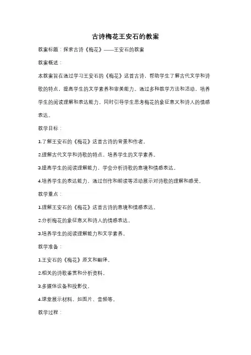古诗梅花王安石的教案