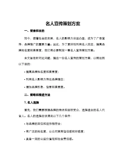 名人宣传策划方案
