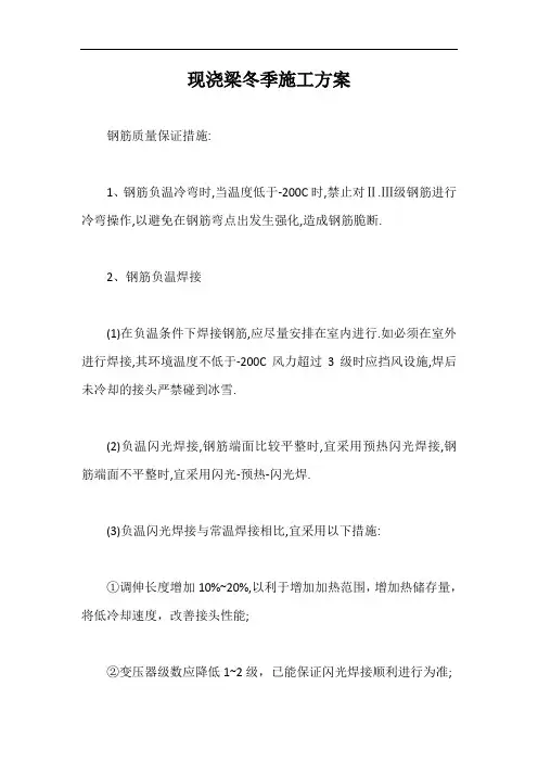 现浇梁冬季施工方案【最新版】