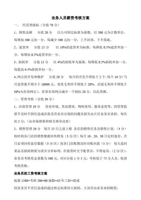 业务员考核方案