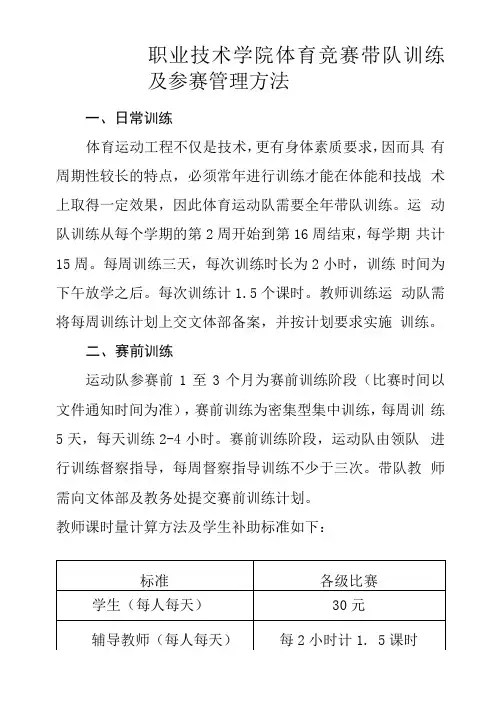 体育竞赛带队训练及参赛管理办法
