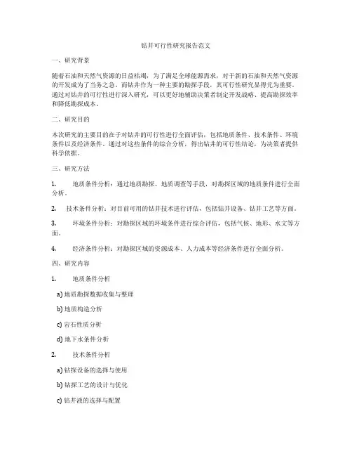 钻井可行性研究报告范文
