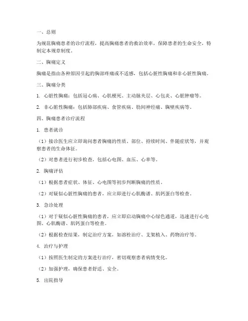 胸痛规章制度