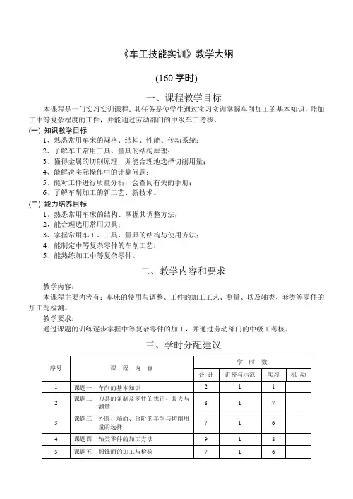 《车工》教学大纲