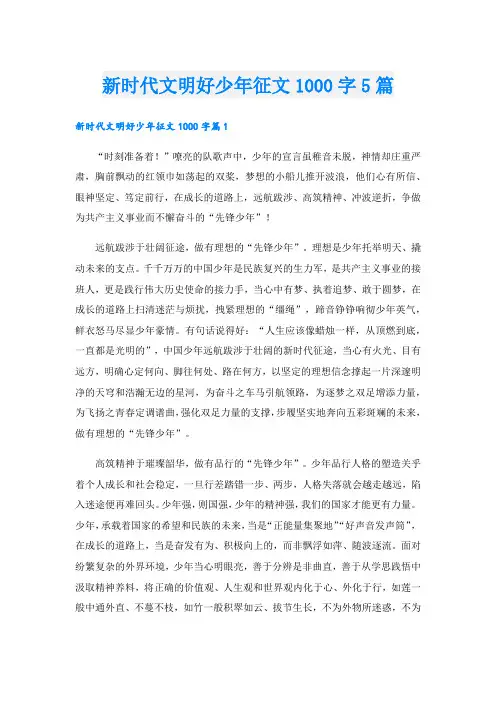 新时代文明好少年征文1000字5篇.doc