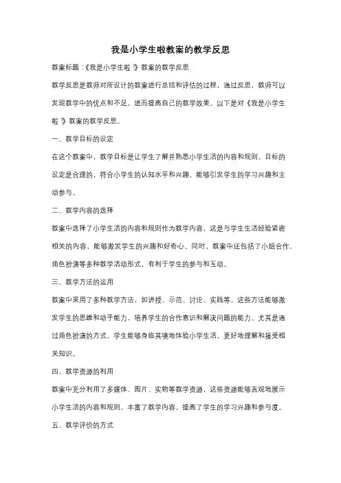 我是小学生啦教案的教学反思