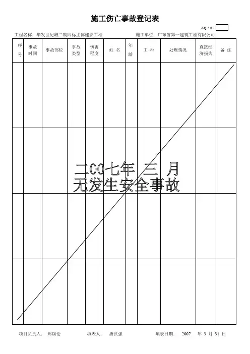 施工伤亡事故登记表(华发)