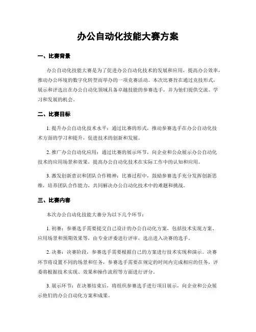 办公自动化技能大赛方案