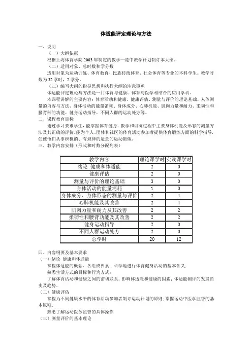 体适能评定理论与方法