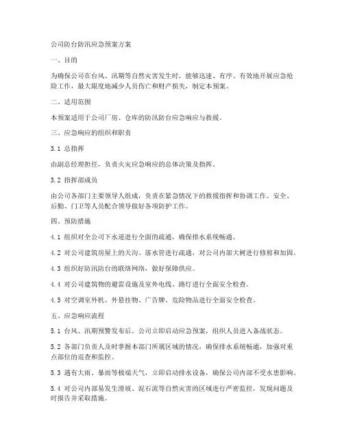 公司防台防汛应急预案方案