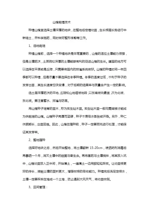 山楂栽植技术