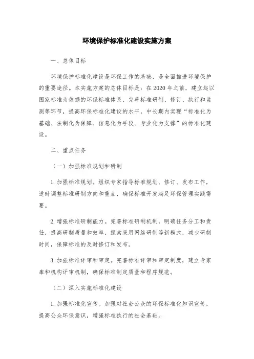 环境保护标准化建设实施方案