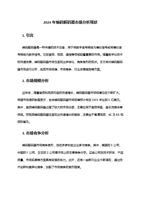 2024年编码解码器市场分析现状