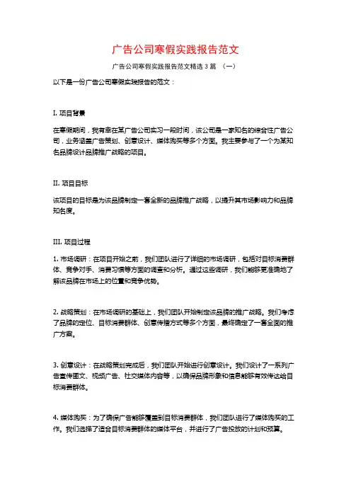 广告公司寒假实践报告范文3篇
