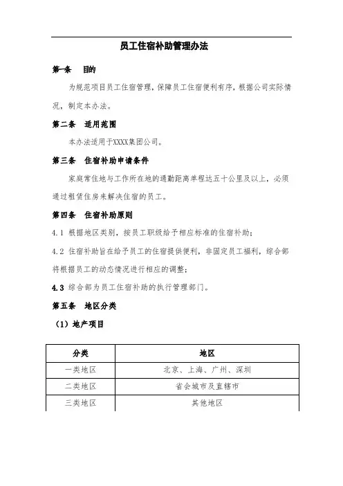 员工住宿补助管理办法