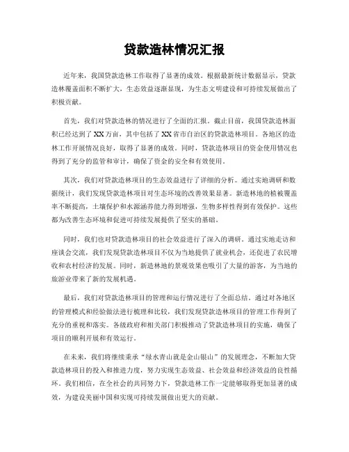 贷款造林情况汇报