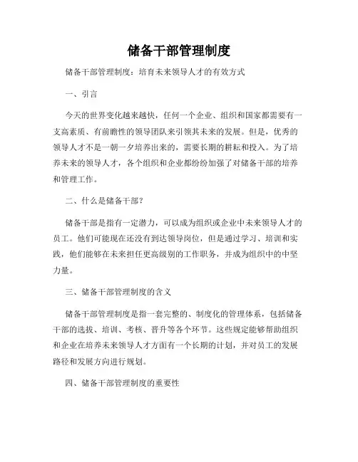 储备干部管理制度