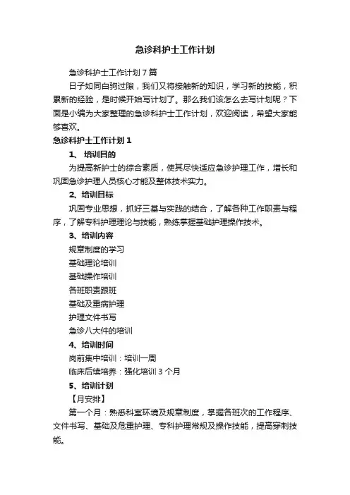 急诊科护士工作计划
