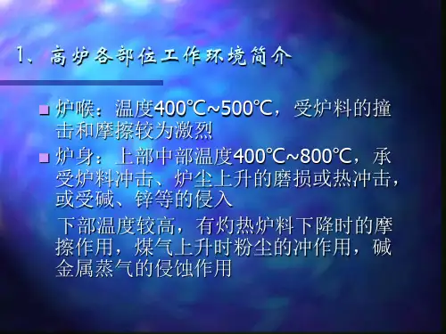 高炉用耐火材料的选择与使用