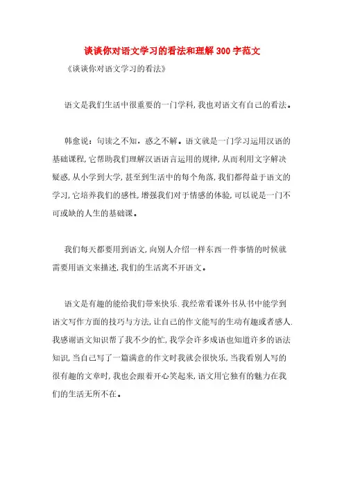 谈谈你对语文学习的看法和理解300字范文