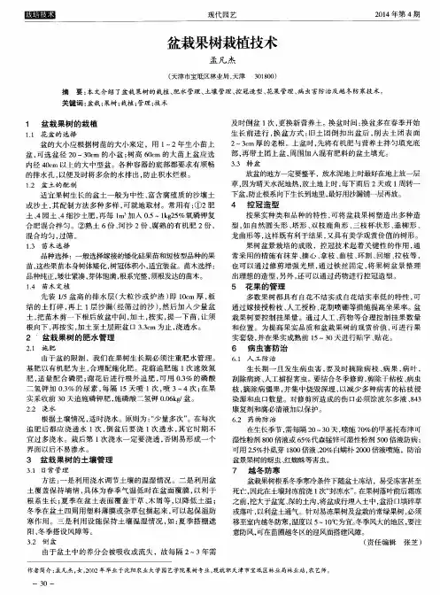 盆栽果树栽植技术