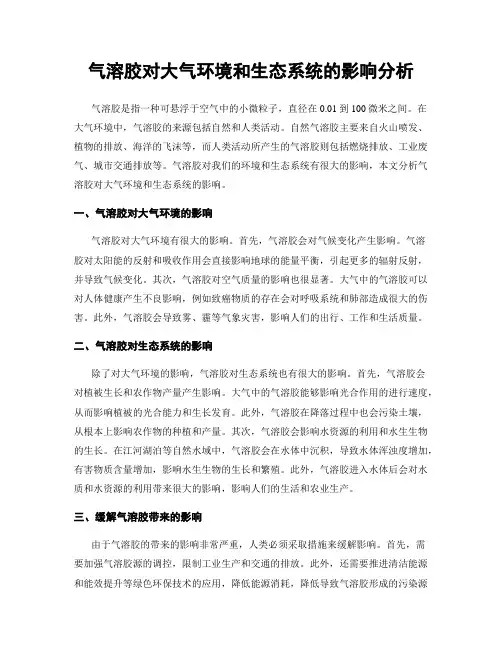 气溶胶对大气环境和生态系统的影响分析