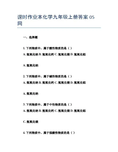 课时作业本化学九年级上册答案05网