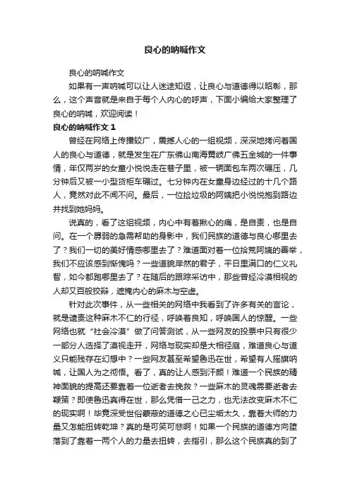 良心的呐喊作文