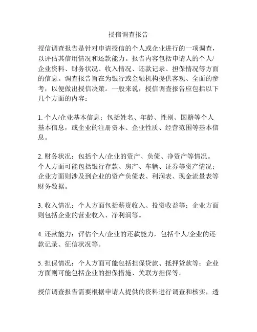 授信调查报告