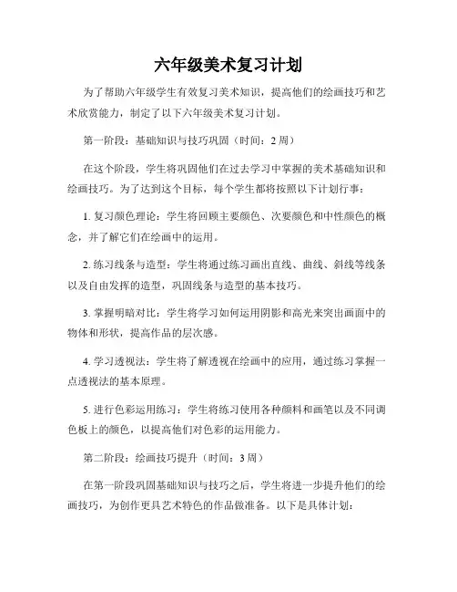 六年级美术复习计划