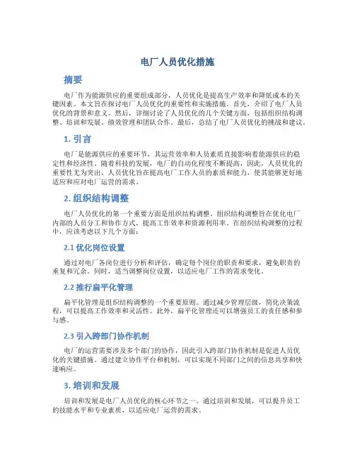 电厂人员优化措施