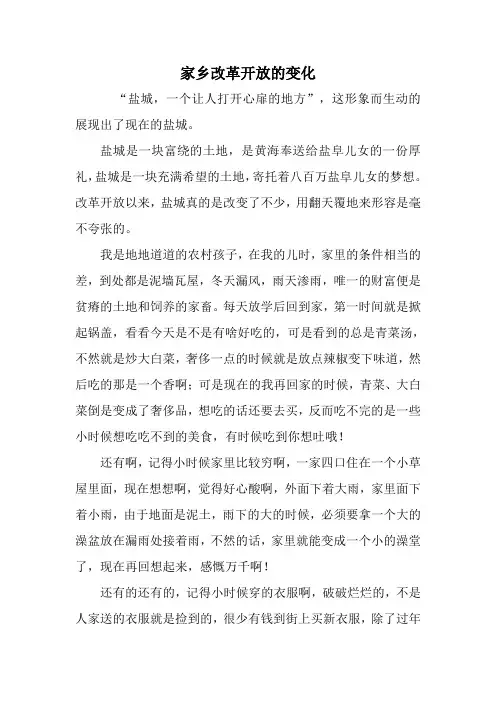 家乡改革开放的变化