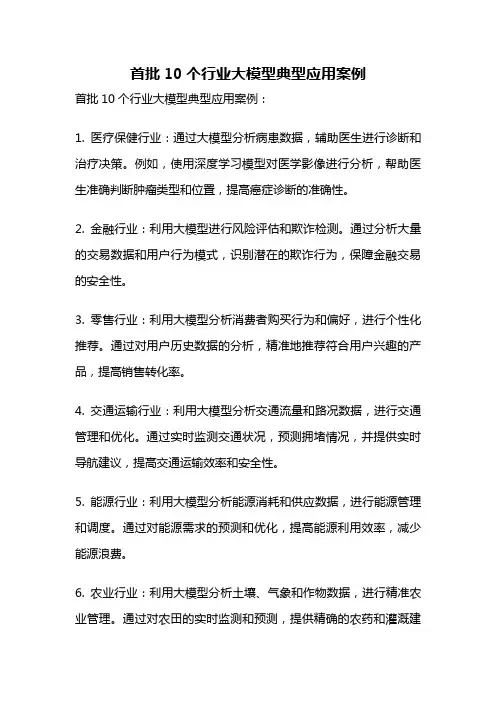 首批10个行业大模型典型应用案例