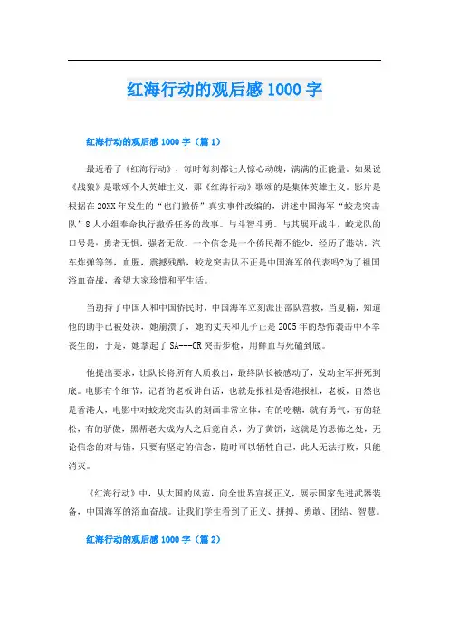 红海行动的观后感1000字