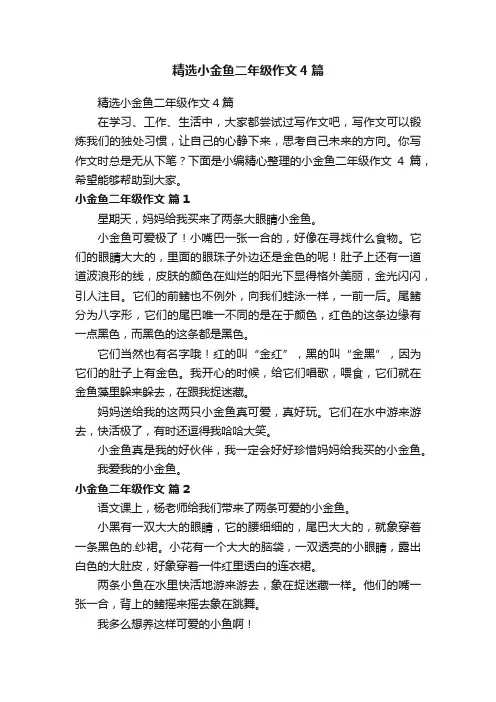 精选小金鱼二年级作文4篇